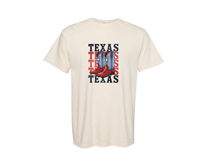 brand:Comfort Colors|color:Ivory|Texas Cowboy Boots Western Rodeo 4 Graphic T-Shirt