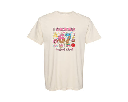 brand:Comfort Colors|color:Ivory|I Survived 67 Days Of School 39 Graphic T-Shirt