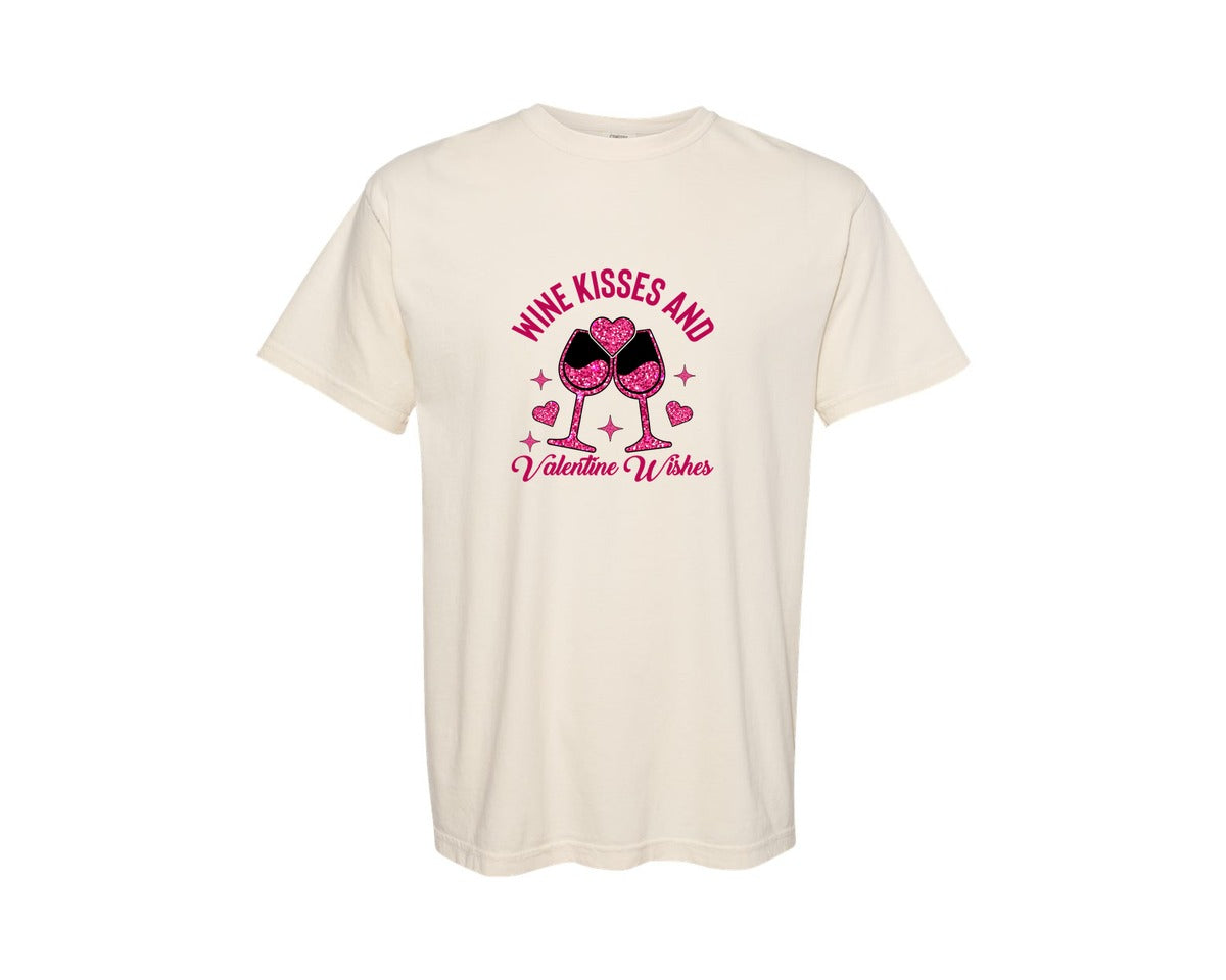 brand:Comfort Colors|color:Ivory|Wine Kisses And Valentine Wishes 2 Graphic T-Shirt