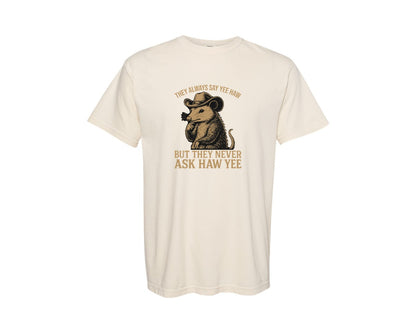brand:Comfort Colors|color:Ivory|Funny Cowboy Opossum T Shirt Design 2 Graphic T-Shirt