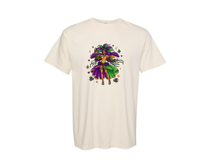 brand:Comfort Colors|color:Ivory|Cute Mardi Gras Girl Graphic T-Shirt
