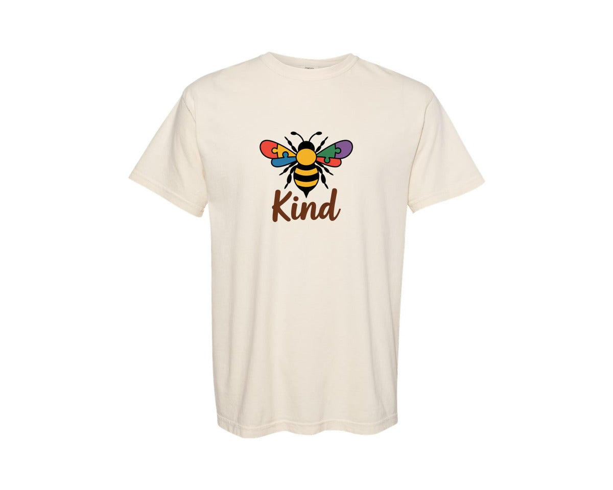 brand:Comfort Colors|color:Ivory|Bee Kind Autism Autism Awareness Graphic T-Shirt