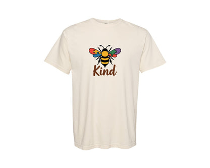 brand:Comfort Colors|color:Ivory|Bee Kind Autism Autism Awareness Graphic T-Shirt