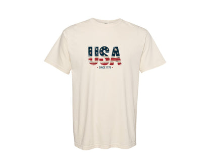 brand:Comfort Colors|color:Ivory|Usa Since 1776 Fourth Of July Graphic T-Shirt