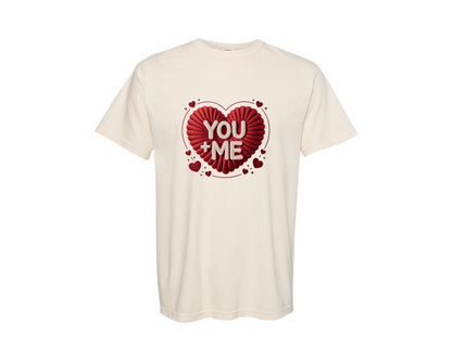 brand:Comfort Colors|color:Ivory|Faux Yarn Knitted Valentine Heart Design Graphic T-Shirt