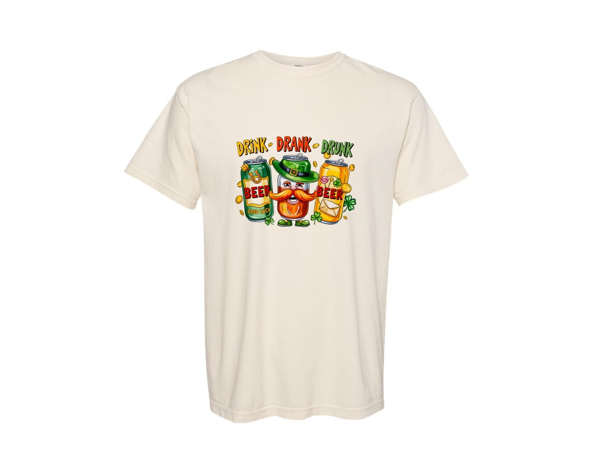 brand:Comfort Colors|color:Ivory|Drink Drank Drunk St Patricks Day 5 Graphic T-Shirt