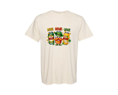 brand:Comfort Colors|color:Ivory|Drink Drank Drunk St Patricks Day 5 Graphic T-Shirt