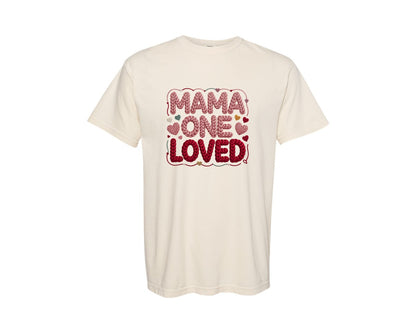 brand:Comfort Colors|color:Ivory|Knitted Mama One Loved Heart Mama Graphic T-Shirt