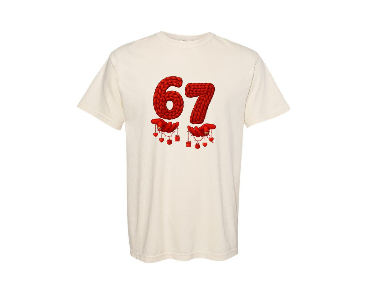 brand:Comfort Colors|color:Ivory|Faux Crochet Valentines Day 67 Meme Graphic T-Shirt