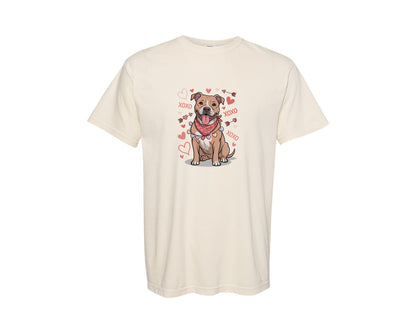 brand:Comfort Colors|color:Ivory|Valentine Pitbull Dog T Shirt Design Graphic T-Shirt