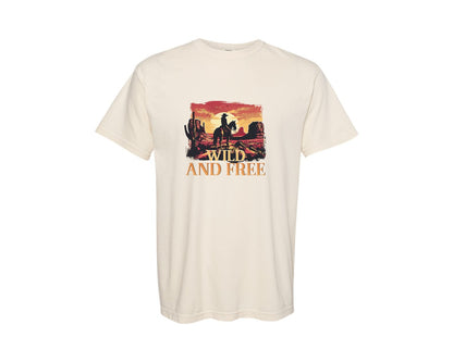brand:Comfort Colors|color:Ivory|Wild And Free Design Graphic T-Shirt