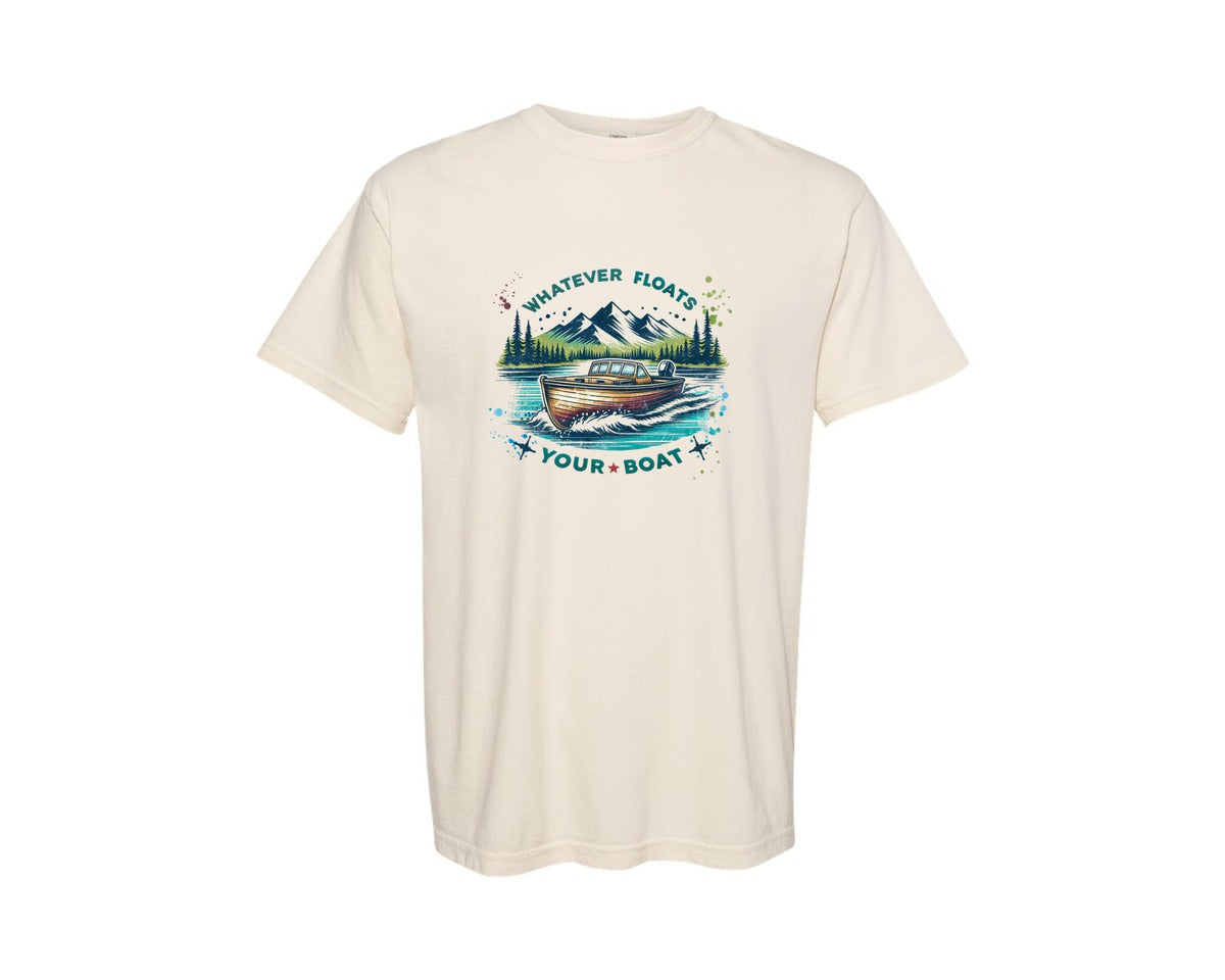 brand:Comfort Colors|color:Ivory|Whatever Floats Your Boat Lake Life Graphic T-Shirt
