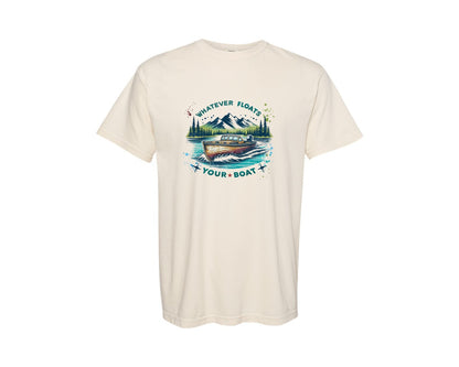 brand:Comfort Colors|color:Ivory|Whatever Floats Your Boat Lake Life Graphic T-Shirt
