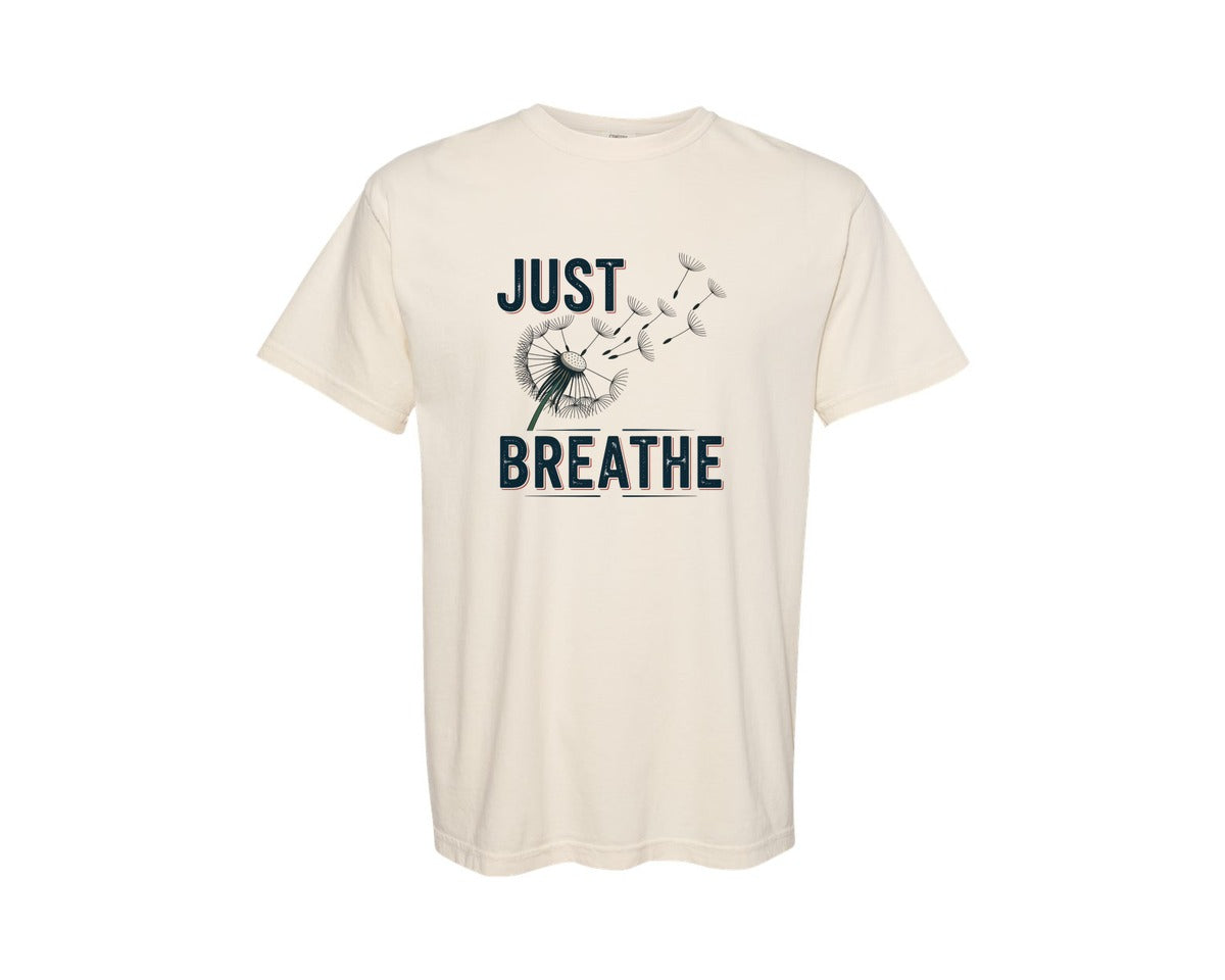 brand:Comfort Colors|color:Ivory|Just Breathe Dandelion Mindfulness Graphic T-Shirt