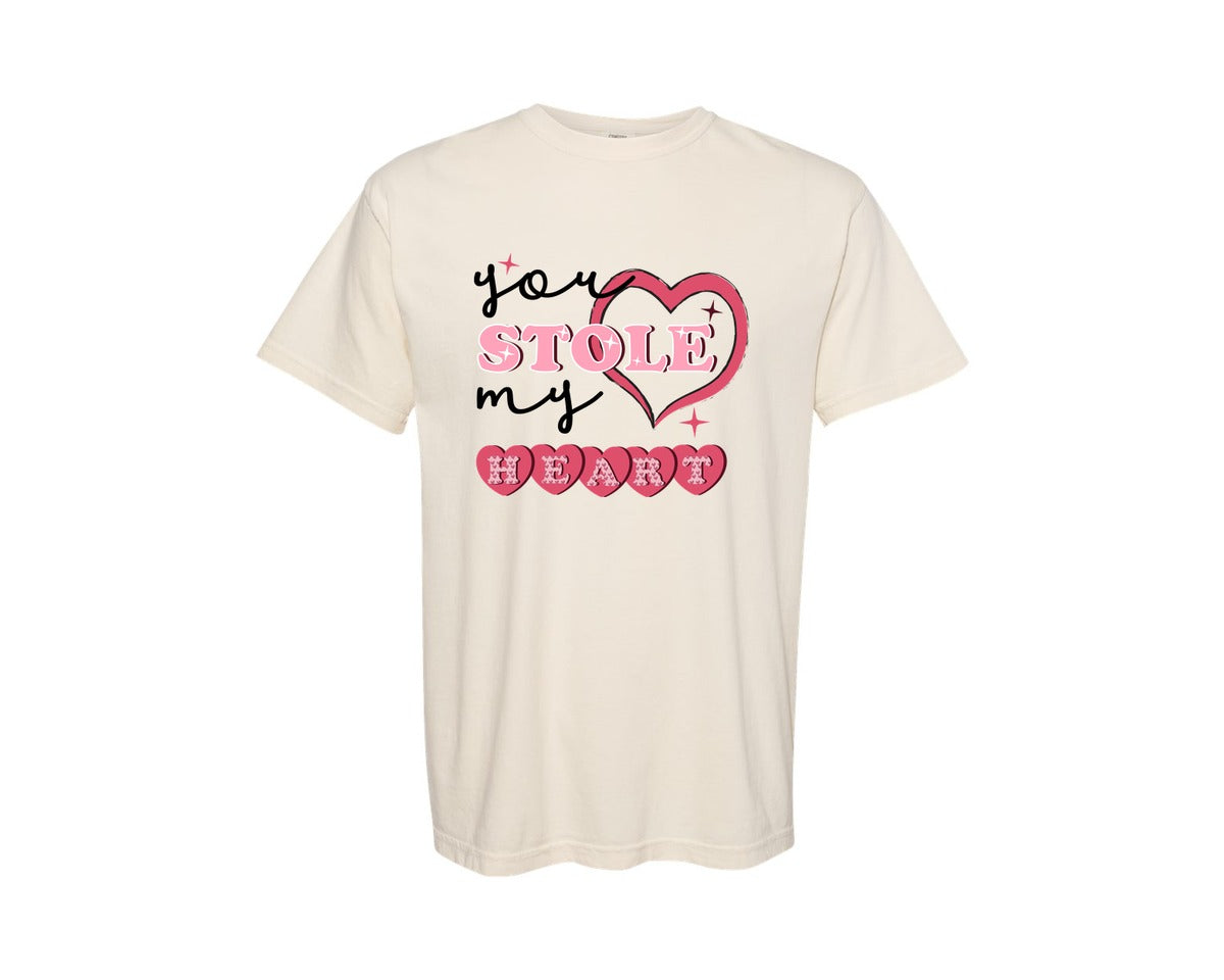 brand:Comfort Colors|color:Ivory|Valentine Tshirt You Stole My Heart Graphic T-Shirt
