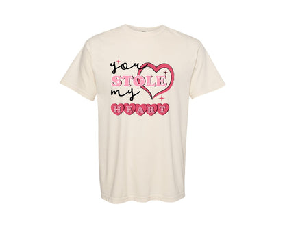 brand:Comfort Colors|color:Ivory|Valentine Tshirt You Stole My Heart Graphic T-Shirt