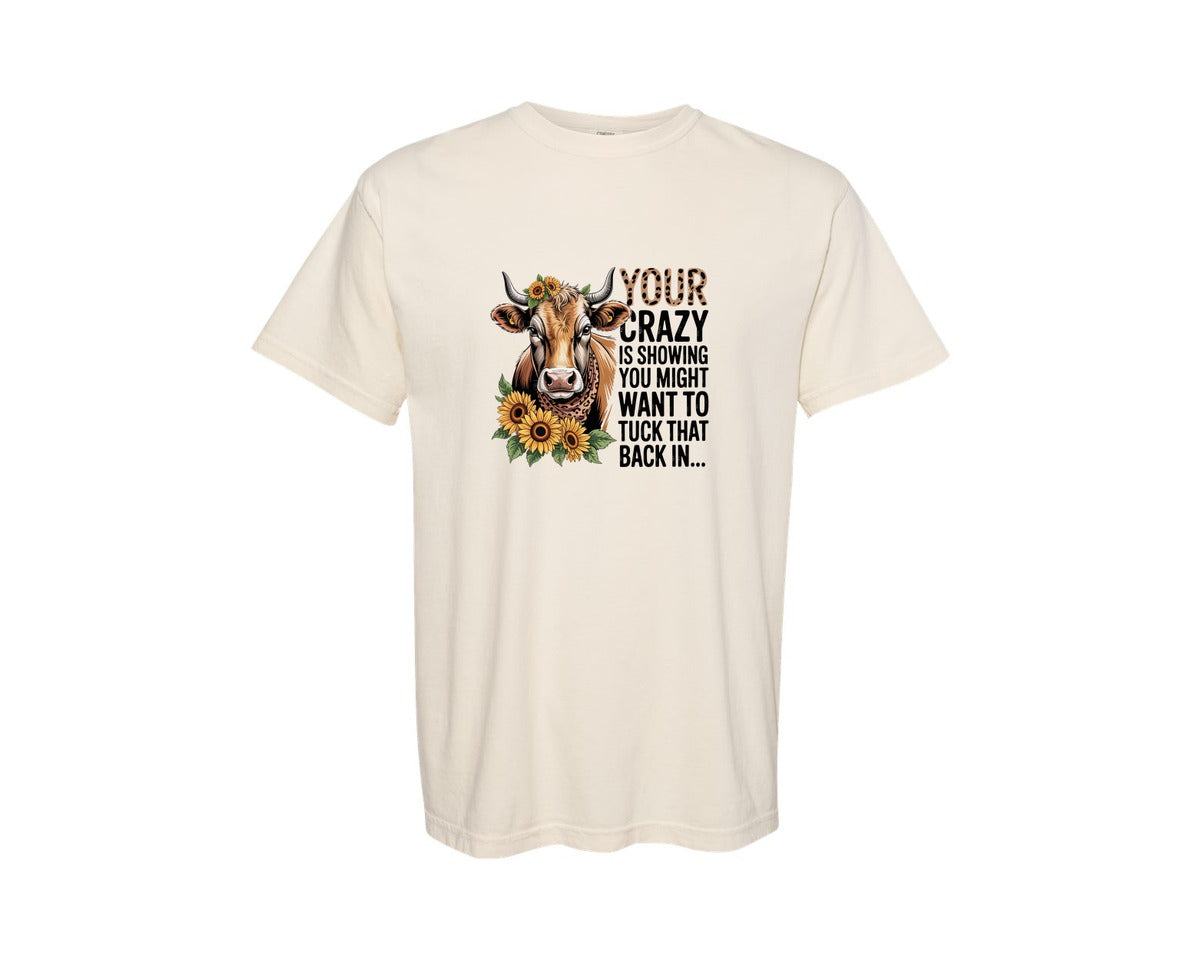 brand:Comfort Colors|color:Ivory|Crazy Cow Leopard Bandana Graphic T-Shirt