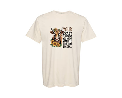 brand:Comfort Colors|color:Ivory|Crazy Cow Leopard Bandana Graphic T-Shirt