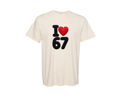 brand:Comfort Colors|color:Ivory|Faux Crochet I Love Six Seven Graphic T-Shirt