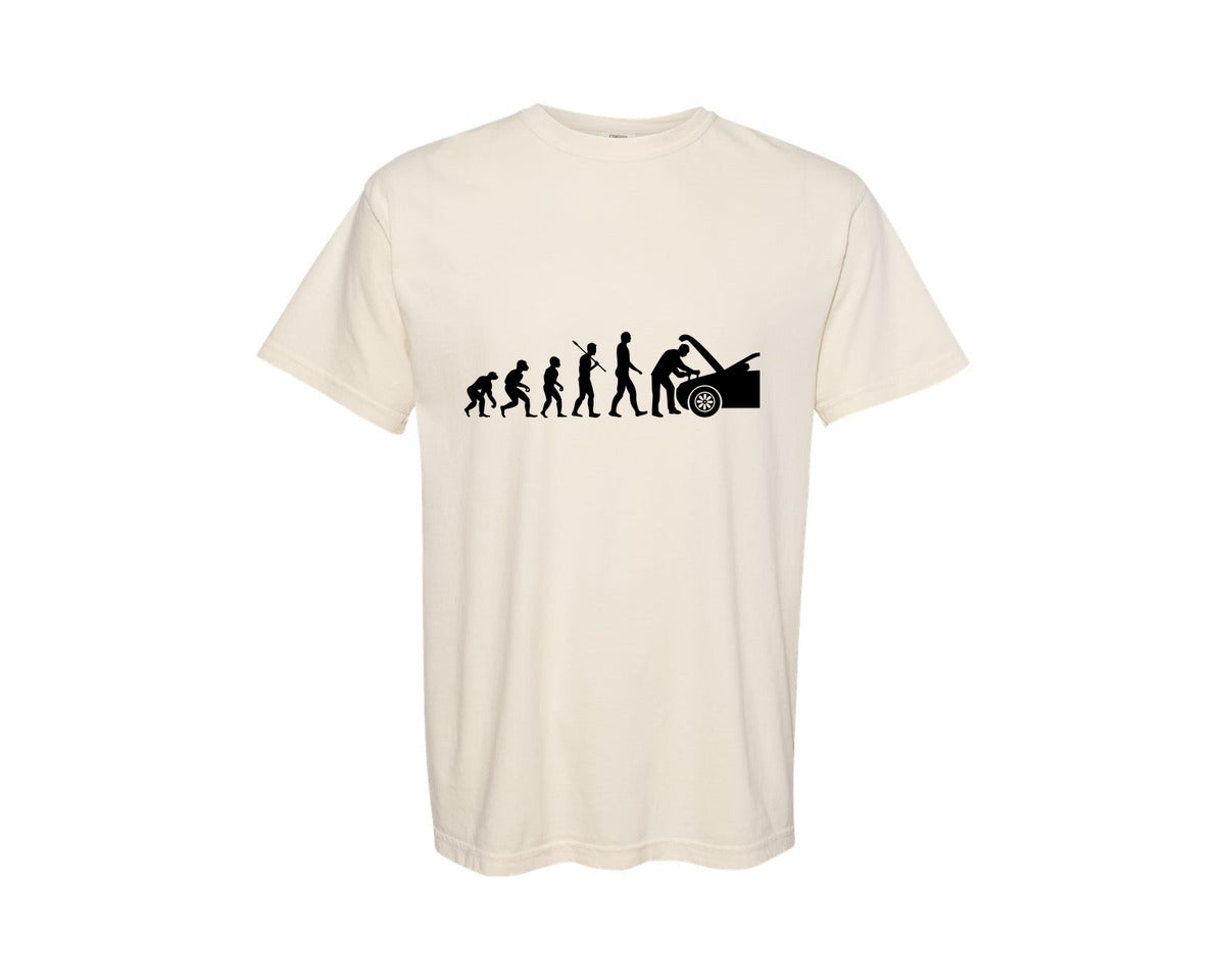 brand:Comfort Colors|color:Ivory|Car Mechanic Evolution Graphic T-Shirt