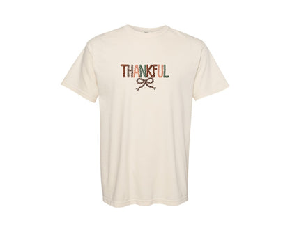 brand:Comfort Colors|color:Ivory|Thanksgiving Leopard Coquette Thankful Graphic T-Shirt