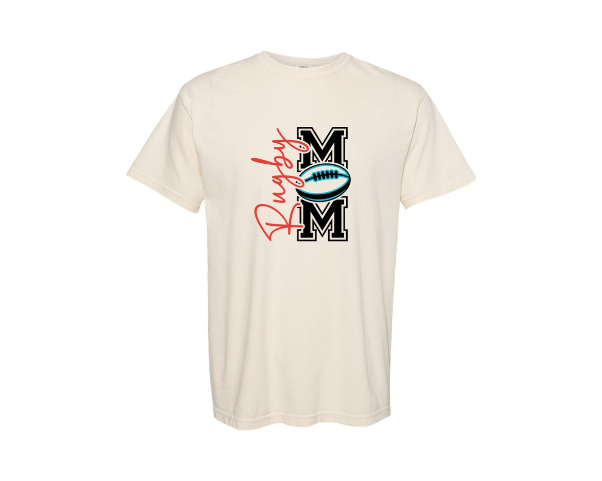 brand:Comfort Colors|color:Ivory|Rugby Mom Front Back Shirt Graphic T-Shirt