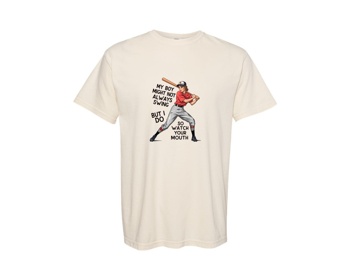 brand:Comfort Colors|color:Ivory|Baseball Mom Funny Softball 3 Graphic T-Shirt