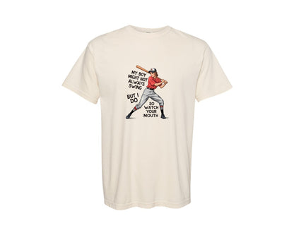 brand:Comfort Colors|color:Ivory|Baseball Mom Funny Softball 3 Graphic T-Shirt