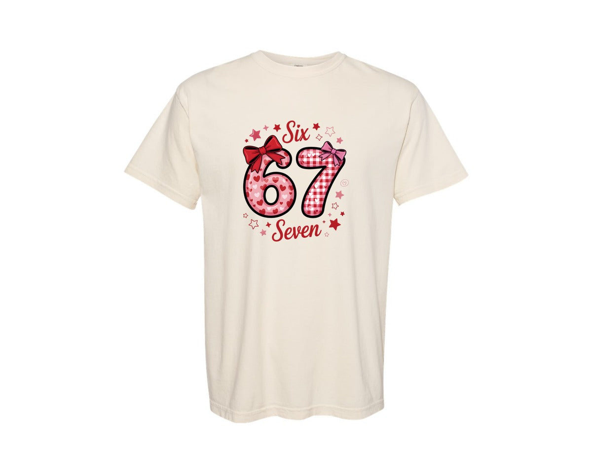 brand:Comfort Colors|color:Ivory|Coquette Valentine 67 Six Seven 2 2 Graphic T-Shirt