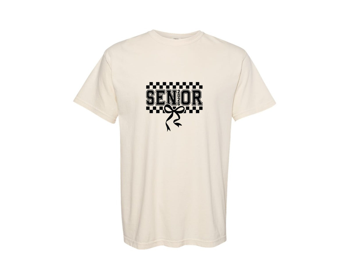 brand:Comfort Colors|color:Ivory|Senior 2026 Checker Coquette 2026 Graphic T-Shirt