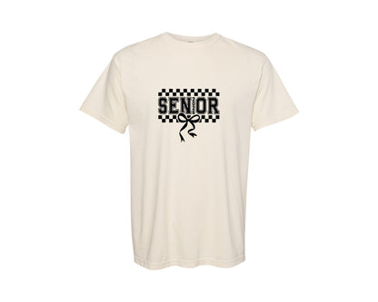 brand:Comfort Colors|color:Ivory|Senior 2026 Checker Coquette 2026 Graphic T-Shirt