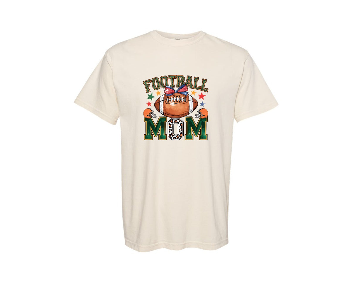 brand:Comfort Colors|color:Ivory|Coquette Football Mom Leopard Mascot Graphic T-Shirt