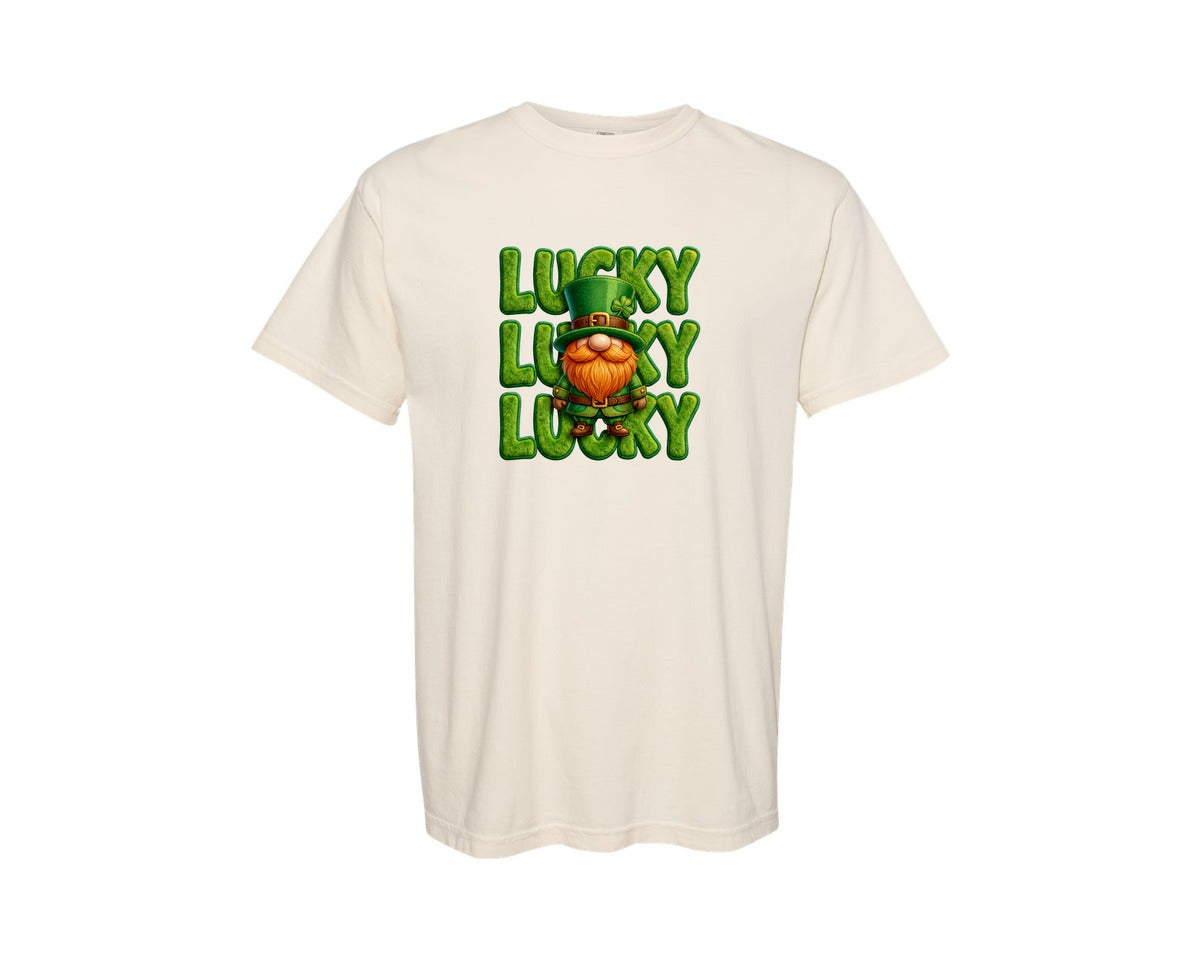 brand:Comfort Colors|color:Ivory|Cute Lucky Leprechaun St Patricks Graphic T-Shirt