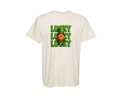 brand:Comfort Colors|color:Ivory|Cute Lucky Leprechaun St Patricks Graphic T-Shirt