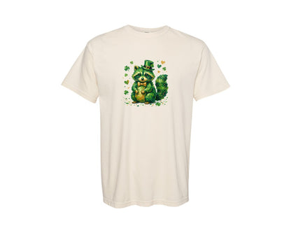 brand:Comfort Colors|color:Ivory|St Patricks Day Painted Raccoon Graphic T-Shirt