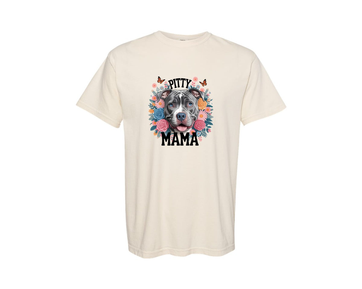brand:Comfort Colors|color:Ivory|Pitty Mama Cute Pitbull Dog Graphic T-Shirt
