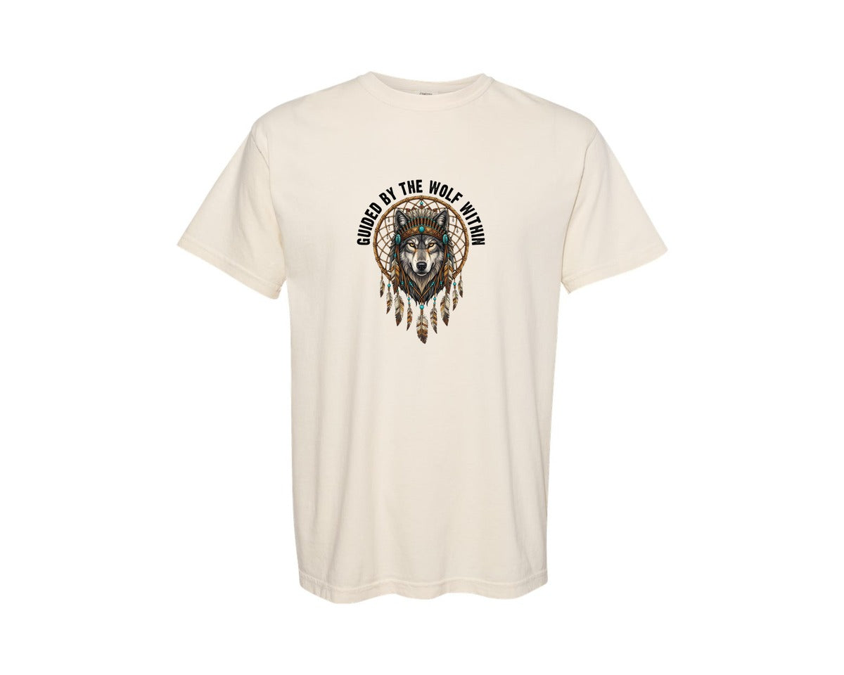 brand:Comfort Colors|color:Ivory|Wolf Dreamcatcher Boho Graphic T-Shirt