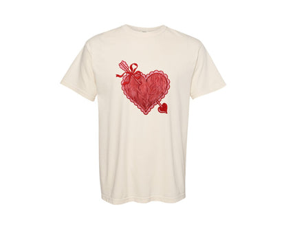 brand:Comfort Colors|color:Ivory|Latch Hook Yarn Valentine Heart 17 Graphic T-Shirt