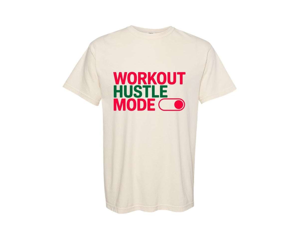 brand:Comfort Colors|color:Ivory|Workout Hustle Mode Gym Graphic T-Shirt