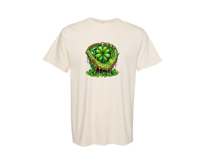 brand:Comfort Colors|color:Ivory|St Patricks Day Shamrock Baseball Glove Graphic T-Shirt