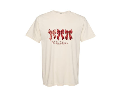 brand:Comfort Colors|color:Ivory|Oh How He Loves Us Glitter Valentin 2 Graphic T-Shirt