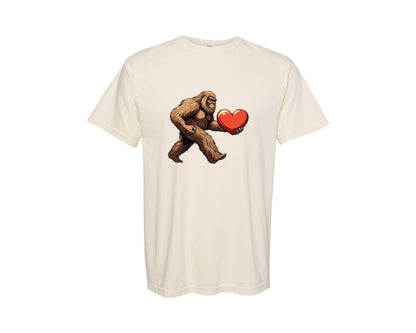 brand:Comfort Colors|color:Ivory|Bigfoot Heart Valentines Day Graphic T-Shirt