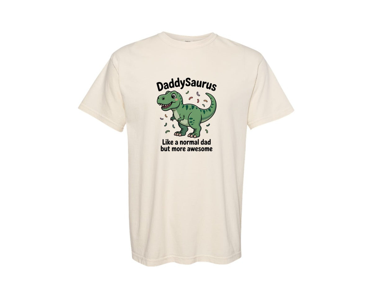 brand:Comfort Colors|color:Ivory|Daddysaurus Funny Dinosaur Dad Graphic T-Shirt