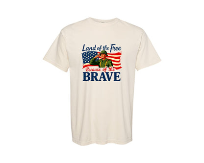brand:Comfort Colors|color:Ivory|Land Of The Free Patriotic 3 Graphic T-Shirt