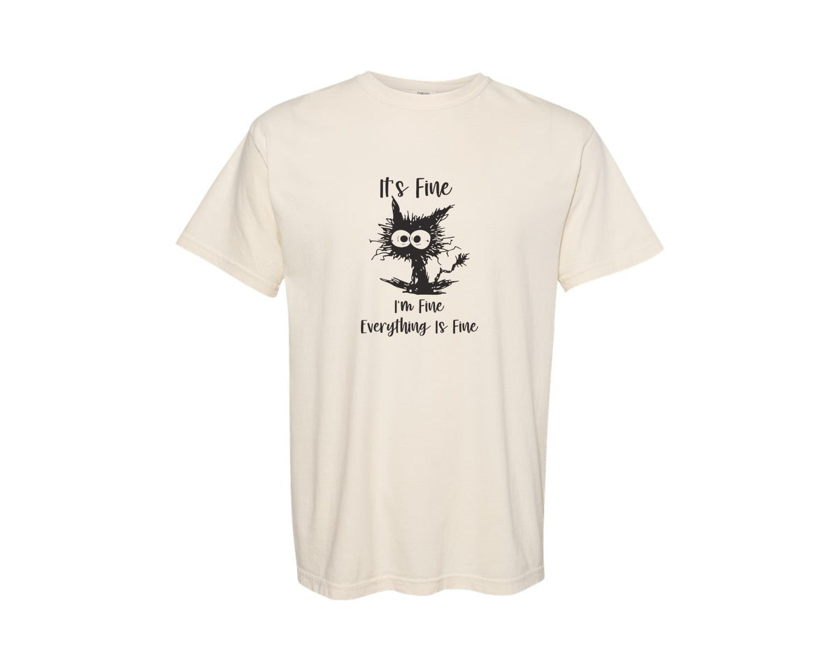brand:Comfort Colors|color:Ivory|Im Fine Cat Halloween Designs Graphic T-Shirt