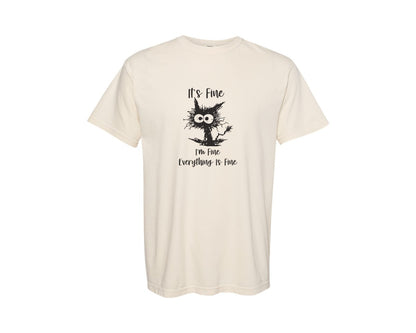 brand:Comfort Colors|color:Ivory|Im Fine Cat Halloween Designs Graphic T-Shirt