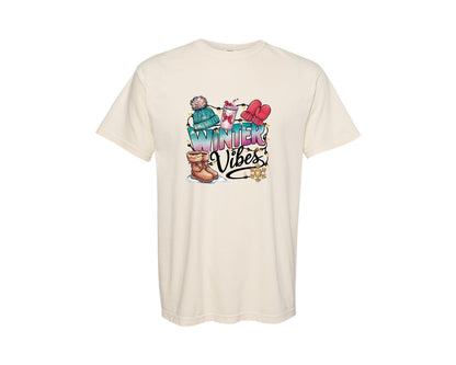 brand:Comfort Colors|color:Ivory|Winter Vibes Cozy Holiday Graphic T-Shirt