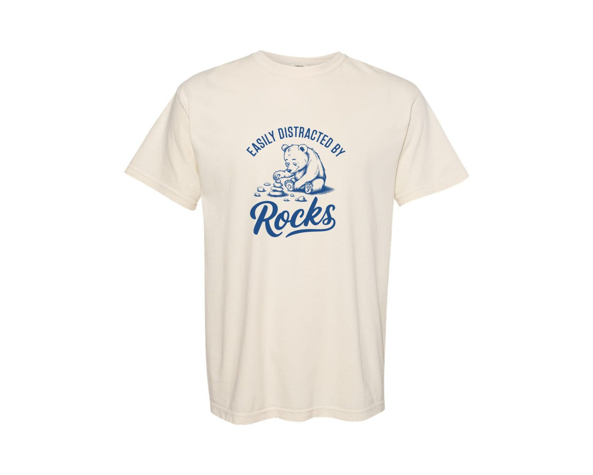 brand:Comfort Colors|color:Ivory|Easily Distracted By Rocks Design Graphic T-Shirt