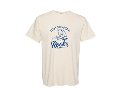 brand:Comfort Colors|color:Ivory|Easily Distracted By Rocks Design Graphic T-Shirt