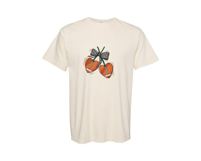 brand:Comfort Colors|color:Ivory|Football Checkered Coquette Pnggame Day Graphic T-Shirt